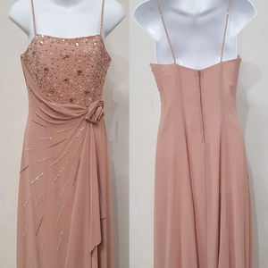 Hand Embellished Tan Gown by an Artisan